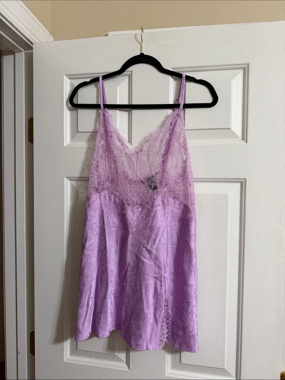 Victoria's Secret Purple Lace Satin Material Spaghetti Strap Teddy Dress Large